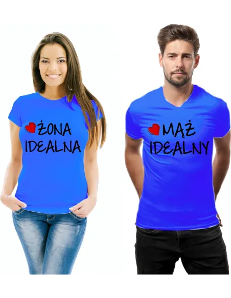 Koszulka  z nadrukiem zestaw żona idealna mąż idealny