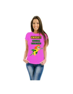 Koszulka z nadrukiem UWAGA koszulka odlotowej dziewczyny