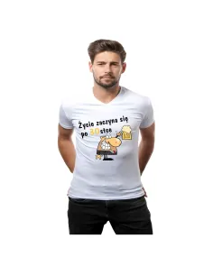 Koszulka z nadrukiem życie zaczyna się po 18 20 30 40 50 60 70