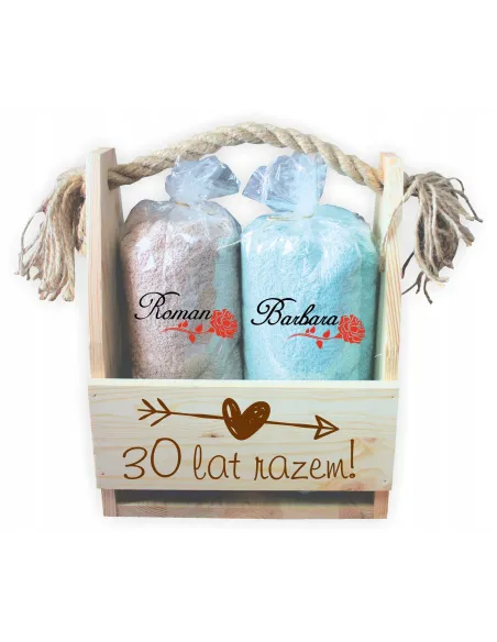 prezent na rocznicę ślubu 2 ręczniki haft pudełko