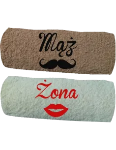 RĘCZNIK Z HAFTEM zestaw 2 szt mąż żona prezent