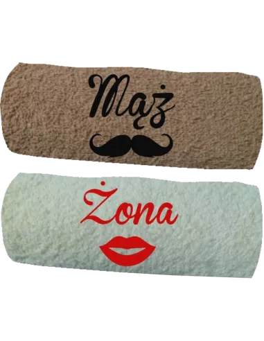 RĘCZNIK Z HAFTEM zestaw 2 szt mąż żona prezent