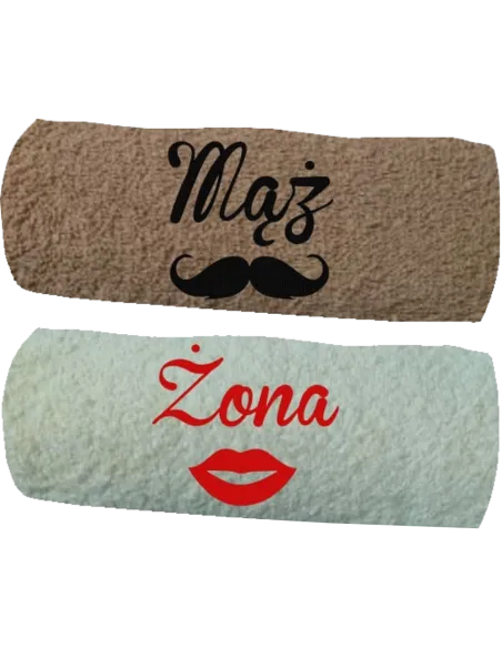 RĘCZNIK Z HAFTEM zestaw 2 szt mąż żona prezent