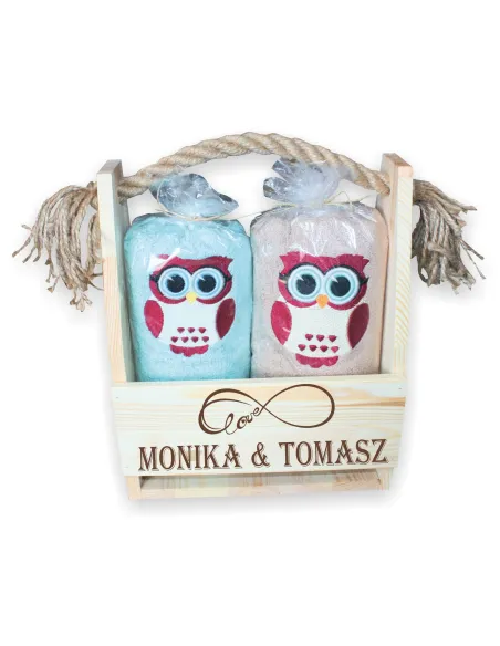 prezent na ślub wesele 2 ręczniki haft pudełko