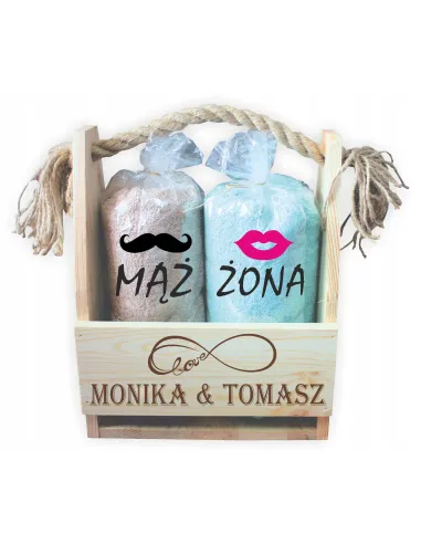 prezent mąż żona 2 ręczniki haft pudełko