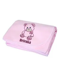 Kocyk HAFT z IMIENIEM prezent dla dziecka z metryczką napisem