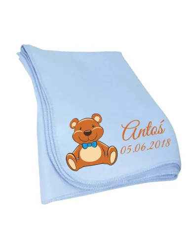 Kocyk HAFT z IMIENIEM prezent dla dziecka z metryczką napisem