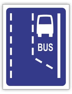 Znak drogowy Tablica informacyjna D11 Początek pasa ruchu dla autobusów -znak informacyjny 30x30 cm