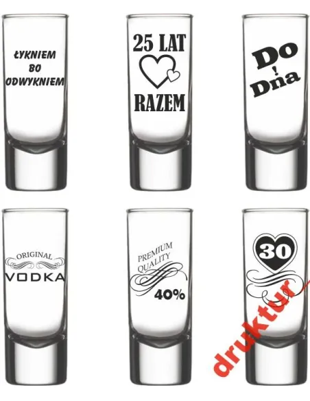 Kieliszki do wódki z grawerem ślub winietki ślubne