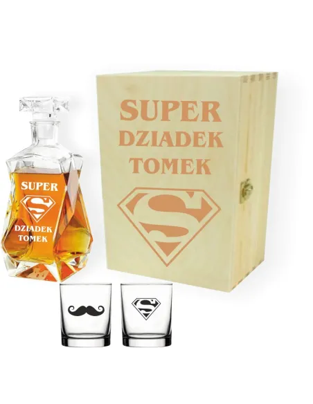 KARAFKA z grawerem + 2 szklanki skrzynka PREZENT