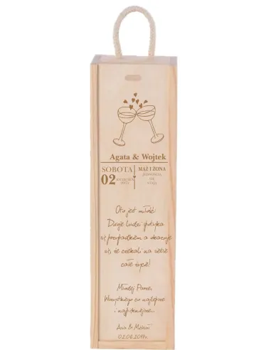 SKRZYNKA PUDEŁKO NA WINO prezent na ślub GRAWER