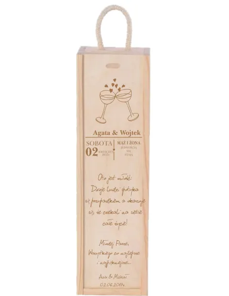 SKRZYNKA PUDEŁKO NA WINO prezent na ślub GRAWER