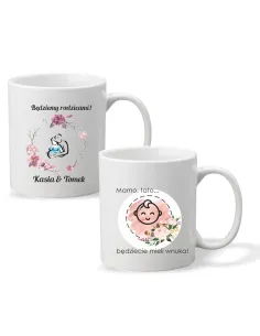 Kubek z nadrukiem PREZENT dla przyszłych dziadków BĘDZIECIE MIELI WNUKA