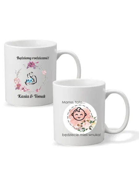 Kubek z nadrukiem PREZENT dla przyszłych dziadków BĘDZIECIE MIELI WNUKA