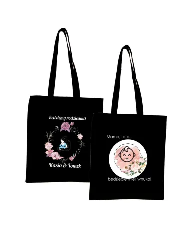 Torba z imieniem PREZENT dla przyszłych dziadków BĘDZIECIE MIELI WNUKA