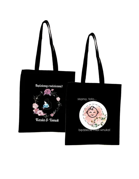 Torba z imieniem PREZENT dla przyszłych dziadków BĘDZIECIE MIELI WNUKA