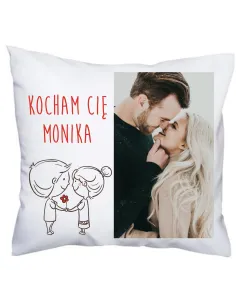 Foto Poduszka ze zdjęciem prezent z imieniem nadrukiem Kocham Cię