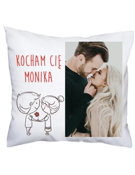 Foto Poduszka ze zdjęciem prezent z imieniem nadrukiem Kocham Cię