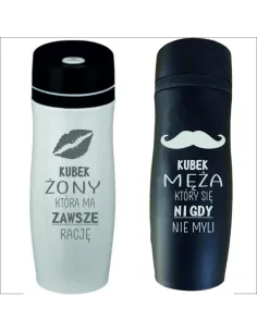 Prezent 2x kubek termiczny Żona Mąż z grawerem prezent na ślub rocznicę