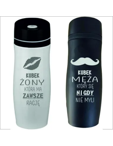 Prezent 2x kubek termiczny Żona Mąż z grawerem prezent na ślub rocznicę