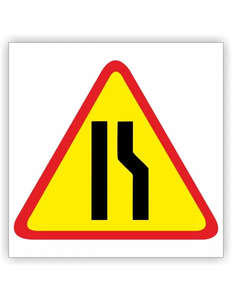 Znak drogowy Tablica informacyjna A-12b zwężenie jezdni- prawostronne - znak ostrzegawczy 40x40 cm