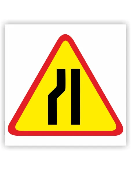 Znak drogowy Tablica informacyjna A-12c zwężenie jezdni- lewostronne - znak ostrzegawczy 40x40 cm