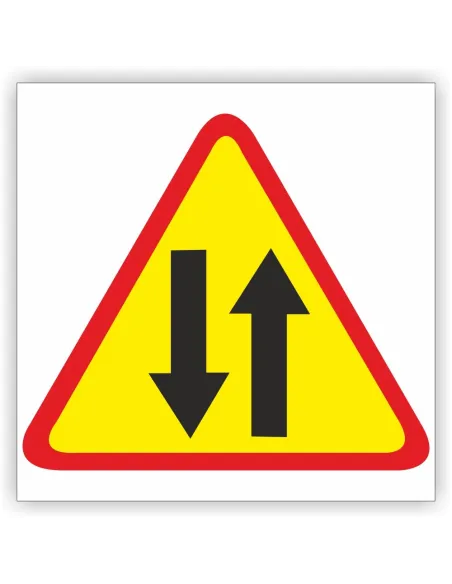 Znak drogowy Tablica informacyjna A-20 odcinek jezdni o ruchu dwukierunkowym - znak ostrzegawczy 40x40 cm