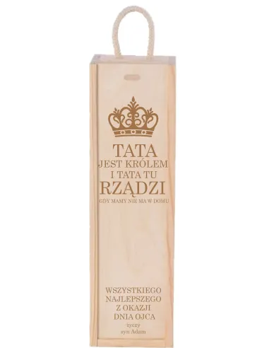 SKRZYNKA PUDEŁKO NA WINO prezent dla taty GRAWER