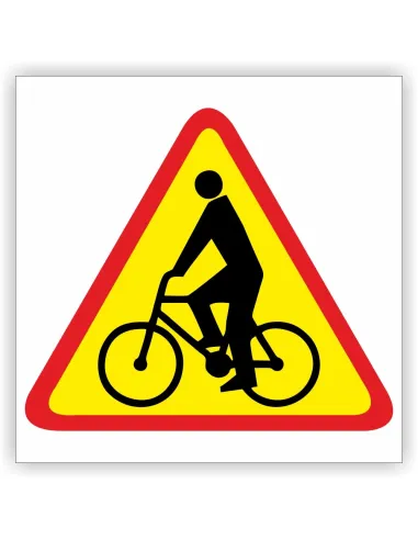 Znak drogowy Tablica informacyjna A-24 rowerzyści - znak ostrzegawczy 40x40 cm