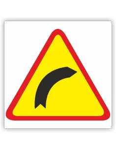 Znak drogowy Tablica informacyjna A-1 Niebezpieczny zakręt w prawo - znak ostrzegawczy 60x60 cm
