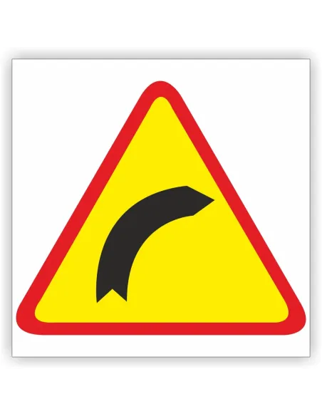 Znak drogowy Tablica informacyjna A-1 Niebezpieczny zakręt w prawo - znak ostrzegawczy 60x60 cm