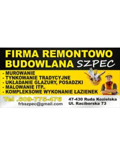 BANER Firma budowlana remonty wykończenia dom 1x2m