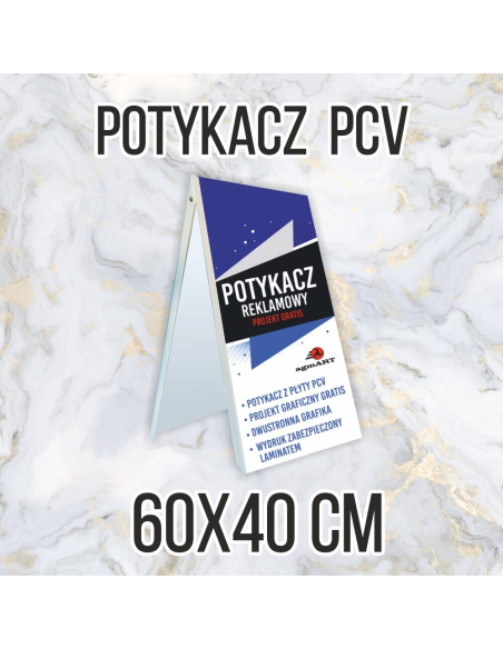 Potykacz reklamowy z PCV 3 mm 60x40 cm