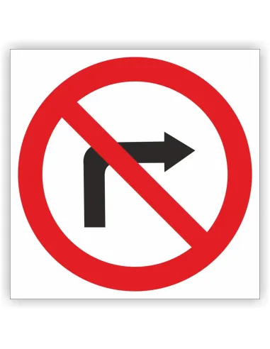 Znak drogowy Tablica informacyjna B22 zakaz skręcania w prawo   - znak zakazu 40x40 cm