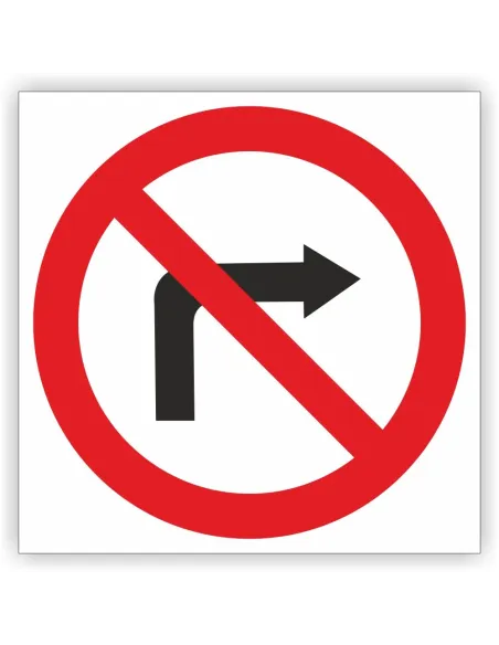 Znak drogowy Tablica informacyjna B22 zakaz skręcania w prawo   - znak zakazu 40x40 cm