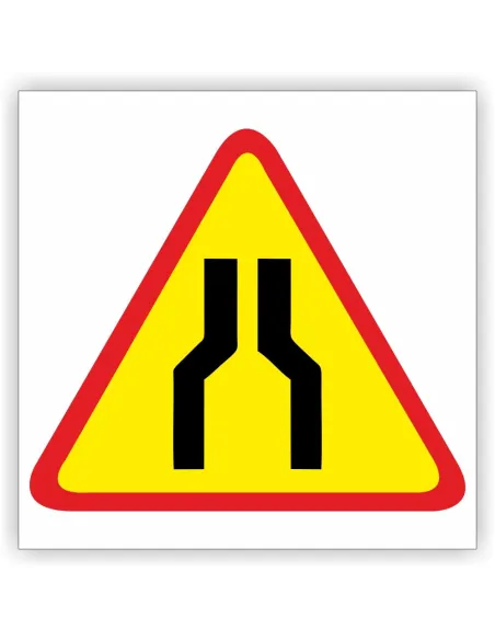 Znak drogowy Tablica informacyjna A-12a zwężenie jezdni- dwustronne - znak ostrzegawczy 60x60 cm