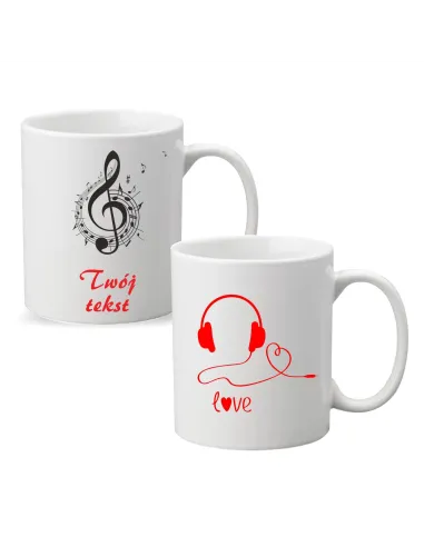 Kubek muzyczny dla muzyka z nadrukiem PREZENT twój tekst NUTY