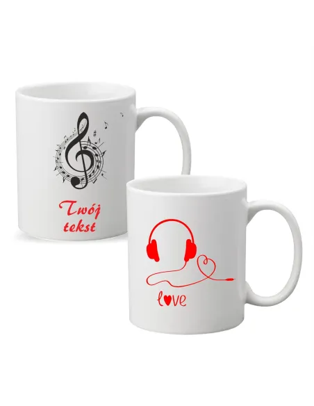 Kubek muzyczny dla muzyka z nadrukiem PREZENT twój tekst NUTY
