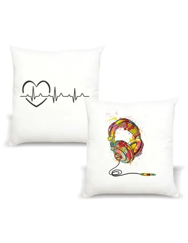 Poduszka z nadrukiem PREZENT MUZYKA SŁUCHAWKI