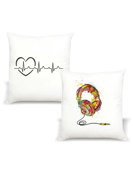 Poduszka z nadrukiem PREZENT MUZYKA SŁUCHAWKI