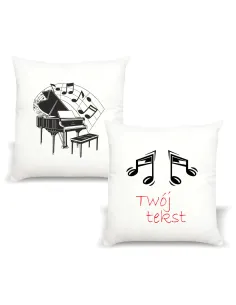 Poduszka z nadrukiem PREZENT NUTY FORTEPIAN dla muzyka szkoły muzycznej