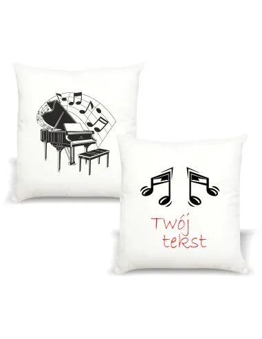 Poduszka z nadrukiem PREZENT NUTY FORTEPIAN dla muzyka szkoły muzycznej
