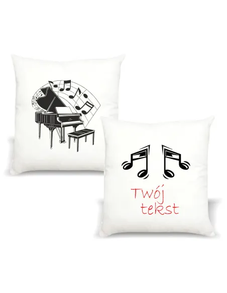 Poduszka z nadrukiem PREZENT NUTY FORTEPIAN dla muzyka szkoły muzycznej