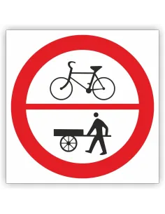 Znak drogowy Tablica informacyjna B-9-12 zakaz wjazdu rowerów i wózków ręcznych - znak zakazu 60x60 cm