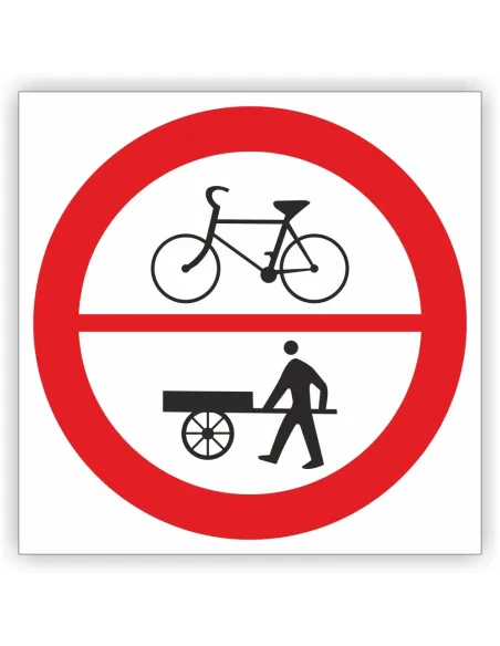 Znak drogowy Tablica informacyjna B-9-12 zakaz wjazdu rowerów i wózków ręcznych - znak zakazu 60x60 cm