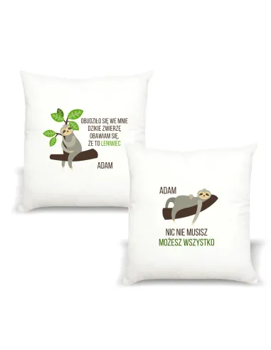 Poduszka LENIWIEC z nadrukiem PREZENT dla leniwca MOŻESZ WSZYSTKO