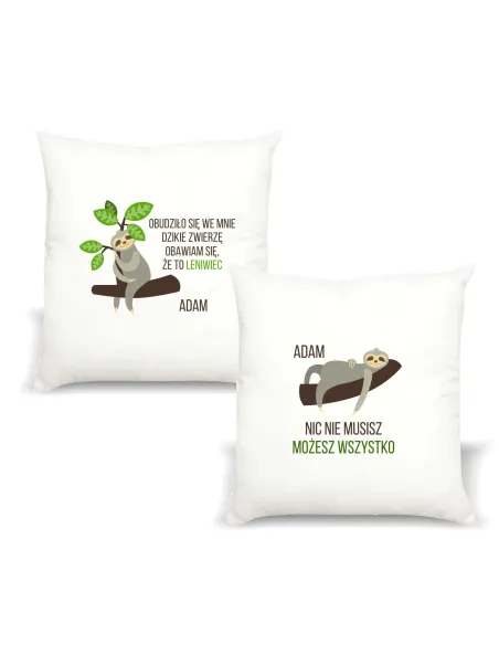 Poduszka LENIWIEC z nadrukiem PREZENT dla leniwca MOŻESZ WSZYSTKO