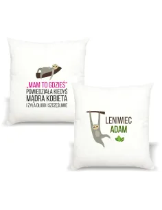 Poduszka z nadrukiem napis PREZENT LENIWIEC