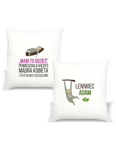 Poduszka z nadrukiem napis PREZENT LENIWIEC