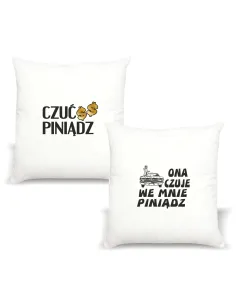 Śmieszny prezent Poduszka z nadrukiem napis PREZENT CZUĆ PINIĄDZ